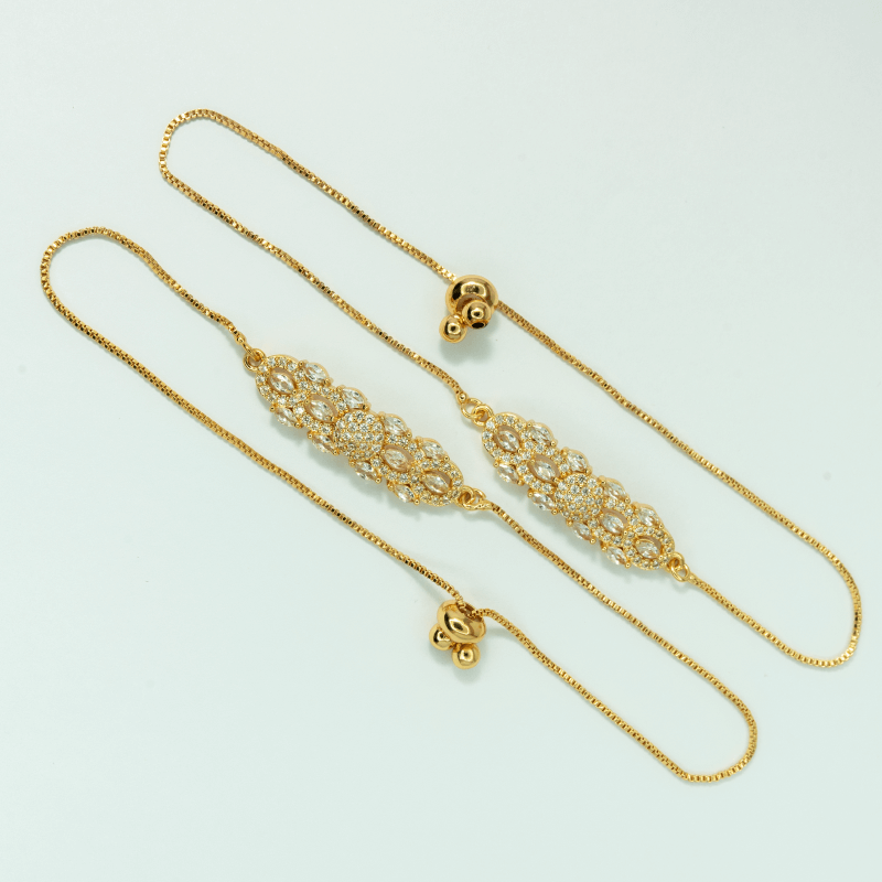 Gold-Tone Ruby and Crystal Adjustable Bracelet Set 1 bracelete set img 13