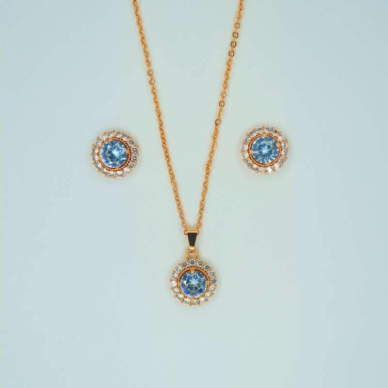 Rose Gold with Blue Gemstone Set 1 Rose Gold with Blue Gemstone Set