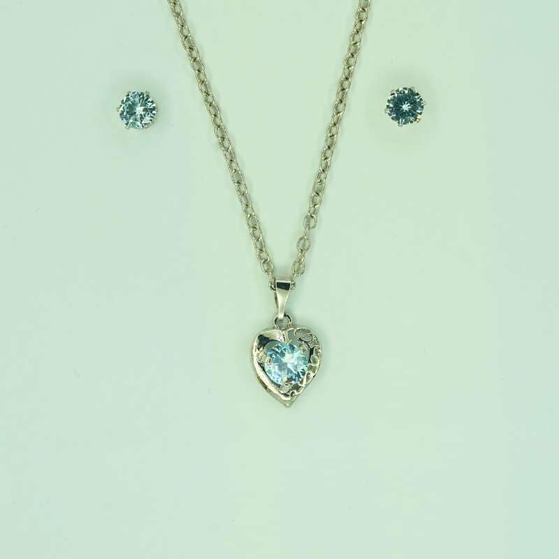 Sterling Silver Heart Pendant Necklace and Earrings Set 1 Sterling Silver Heart Pendant Necklace and Earrings Set