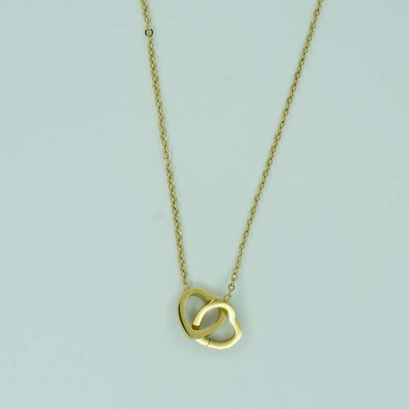 Interlocking Hearts Necklace - Symbol of Eternal Love 1 Express your love with our Interlocking Hearts Necklace, a beautiful symbol of eternal affection and connection. This exquisite piece features two elegantly intertwined hearts, each adorned with sparkling stones that add a touch of brilliance. Crafted from high-quality materials, this necklace offers both durability and timeless charm. Ideal for special occasions, anniversaries, or as a heartfelt gift, the Interlocking Hearts Necklace is a perfect way to show your everlasting love and commitment. Key Features: Elegant interlocking hearts design Sparkling stones for added brilliance High-quality, durable materials Perfect for special occasions or everyday wear Heartfelt gift for loved ones